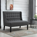 HOMCOM Armless Double Sofa Loveseat - Tufted Linen Upholstery Couch with Wooden Legs for Living Room - 28.75 x 43.25 x 36.5 inches