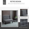 HOMCOM Armless Double Sofa Loveseat - Tufted Linen Upholstery Couch with Wooden Legs for Living Room - 28.75 x 43.25 x 36.5 inches