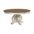 Caelum 7-Piece Round Dining Set with White Fabric Upholstery by The Gray Barn