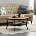 Myhozm Industrial Round Metal Coffee Table with Shelf – Perfect for Living Room, Home Office, and Bedroom