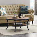 Myhozm Industrial Round Metal Coffee Table with Shelf – Perfect for Living Room, Home Office, and Bedroom
