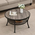 Myhozm Industrial Round Metal Coffee Table with Shelf – Perfect for Living Room, Home Office, and Bedroom