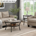 Myhozm Industrial Round Metal Coffee Table with Shelf – Perfect for Living Room, Home Office, and Bedroom
