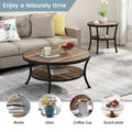 Myhozm Industrial Round Metal Coffee Table with Shelf – Perfect for Living Room, Home Office, and Bedroom