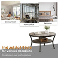 Myhozm Industrial Round Metal Coffee Table with Shelf – Perfect for Living Room, Home Office, and Bedroom