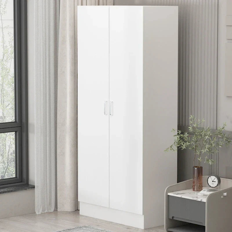 Freestanding 2-Door Bedroom Armoire with Hanging Rod