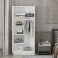 Freestanding 2-Door Bedroom Armoire with Hanging Rod
