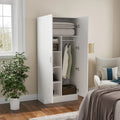 Freestanding 2-Door Bedroom Armoire with Hanging Rod