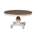 Roundhill Furniture 5-Piece Dining Set: Round Weathered Oak Table with 4 Chairs