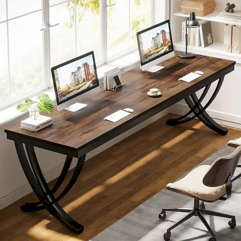 78.74-Inch Extra Long Double Computer Desk with Stylish Metal Legs for Home Office