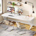 78.74-Inch Extra Long Double Computer Desk with Stylish Metal Legs for Home Office