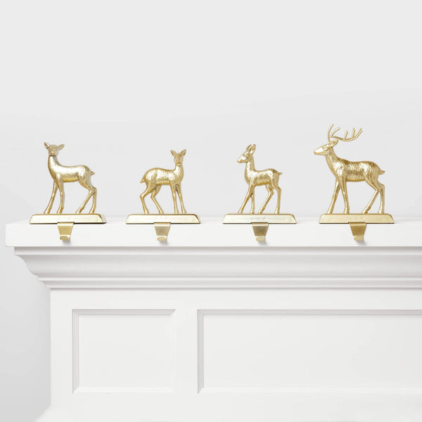 Wondershop 4ct Metal Reindeer Christmas Stocking Holder Gold