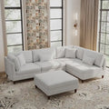 5-Piece Corduroy Modular Sectional Sofa with Ottoman