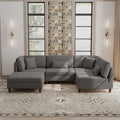 5-Piece Corduroy Modular Sectional Sofa with Ottoman