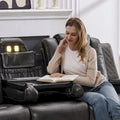 Black Power Reclining Sofa with Wireless Charger, Reading Light, Faux Leather, LED Lighting, AC/USB Ports, and Cup Holder for Living Room