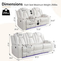 Black Power Reclining Sofa with Wireless Charger, Reading Light, Faux Leather, LED Lighting, AC/USB Ports, and Cup Holder for Living Room