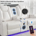 Black Power Reclining Sofa with Wireless Charger, Reading Light, Faux Leather, LED Lighting, AC/USB Ports, and Cup Holder for Living Room