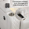 Black Power Reclining Sofa with Wireless Charger, Reading Light, Faux Leather, LED Lighting, AC/USB Ports, and Cup Holder for Living Room