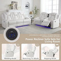 Black Power Reclining Sofa with Wireless Charger, Reading Light, Faux Leather, LED Lighting, AC/USB Ports, and Cup Holder for Living Room