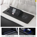 Black Power Reclining Sofa with Wireless Charger, Reading Light, Faux Leather, LED Lighting, AC/USB Ports, and Cup Holder for Living Room