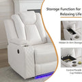 Black Power Reclining Sofa with Wireless Charger, Reading Light, Faux Leather, LED Lighting, AC/USB Ports, and Cup Holder for Living Room
