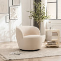 Modern Swivel Barrel Chair with 360-Degree Rotation - Single Fabric Accent Chair