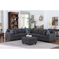 Stone Gray 7-Piece L-Shaped Sectional Sofa Set with Ottoman