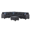 Stone Gray 7-Piece L-Shaped Sectional Sofa Set with Ottoman