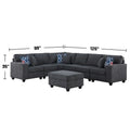 Stone Gray 7-Piece L-Shaped Sectional Sofa Set with Ottoman
