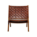 Woven Leather Folding Chair with Brown Wood Frame - Available in Black or Brown - Roche River Decor