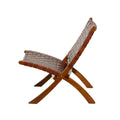 Woven Leather Folding Chair with Brown Wood Frame - Available in Black or Brown - Roche River Decor