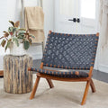 Woven Leather Folding Chair with Brown Wood Frame - Available in Black or Brown - Roche River Decor