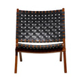 Woven Leather Folding Chair with Brown Wood Frame - Available in Black or Brown - Roche River Decor