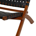 Woven Leather Folding Chair with Brown Wood Frame - Available in Black or Brown - Roche River Decor