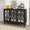Mirrored Buffet Cabinet with Glass Doors and Silver Handles - 3-Door Sideboard for Living Room, Hallway, and Dining Room