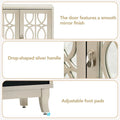 Mirrored Buffet Cabinet with Glass Doors and Silver Handles - 3-Door Sideboard for Living Room, Hallway, and Dining Room