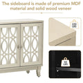 Mirrored Buffet Cabinet with Glass Doors and Silver Handles - 3-Door Sideboard for Living Room, Hallway, and Dining Room