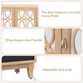 Mirrored Buffet Cabinet with Glass Doors and Silver Handles - 3-Door Sideboard for Living Room, Hallway, and Dining Room