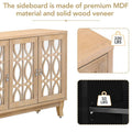Mirrored Buffet Cabinet with Glass Doors and Silver Handles - 3-Door Sideboard for Living Room, Hallway, and Dining Room