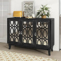 Mirrored Buffet Cabinet with Glass Doors and Silver Handles - 3-Door Sideboard for Living Room, Hallway, and Dining Room