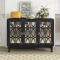 Mirrored Buffet Cabinet with Glass Doors and Silver Handles - 3-Door Sideboard for Living Room, Hallway, and Dining Room