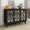 Mirrored Buffet Cabinet with Glass Doors and Silver Handles - 3-Door Sideboard for Living Room, Hallway, and Dining Room
