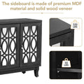 Mirrored Buffet Cabinet with Glass Doors and Silver Handles - 3-Door Sideboard for Living Room, Hallway, and Dining Room