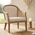 Danilo Solid Wood Armchair with Rattan Design and Sturdy Legs by HULALA HOME