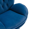 Velvet Swivel Accent Chair with Ottoman, Modern Chaise Lounge Chair with Metal Frame and Footstool, Comfy Armchair Reading Chair for Living Room Bedroom Office, Blue