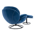 Velvet Swivel Accent Chair with Ottoman, Modern Chaise Lounge Chair with Metal Frame and Footstool, Comfy Armchair Reading Chair for Living Room Bedroom Office, Blue