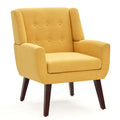 HUIMO Accent Chair, Button - Tufted Upholstered Living Room Chairs, Mid Century Modern Comfy Reading Chairs for Bedroom, Living Room, Beige