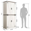 71" Tall Farmhouse Kitchen Pantry Cabinet, 5 Layers Storage Cabinet with Adjustable Shelves, Farmhouse Pantry Cabinet with 4 Barn Doors for Kitchen, Dining Room, Bathroom, Living Room, Rustic White