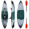 Sit-on-Top Fishing Kayak with Aluminum Paddle, 4 Fishing Rod Holders & Padded Seat, 9.7FT 1-Person Recreational Touring Kayak for Lake, River, Ocean