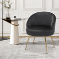 Monibloom Velvet Accent Chair, Modern Upholstered Single Sofa Side Chair, Comfy Barrel Club Living Room Armchair with Golden Metal Legs for Bedroom Reading Room Office, Black